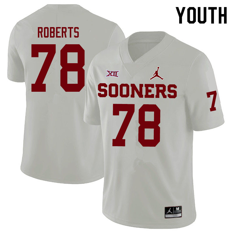 Youth #78 Bryce Roberts Oklahoma Sooners Jordan Brand College Football Jerseys Sale-White - Click Image to Close